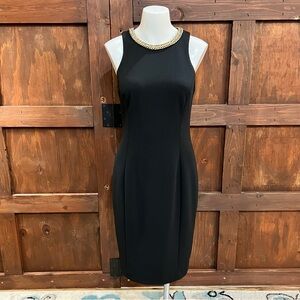 Calvin Klein Black Midi Dress with Chain Detail